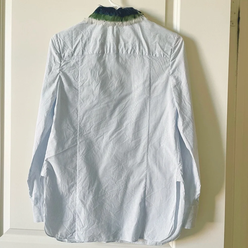 Tory Burch feather embellished collar stripe poplin shirt 0 - Picture 4 of 5
